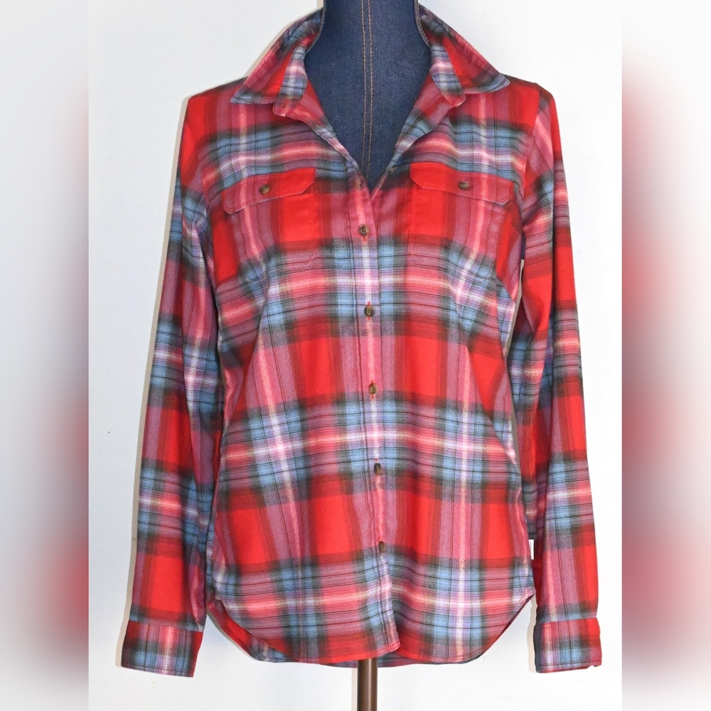 Eddie Bauer Women's Plaid Size M Buttonup Blouse Long Sleeves Fall & Winter